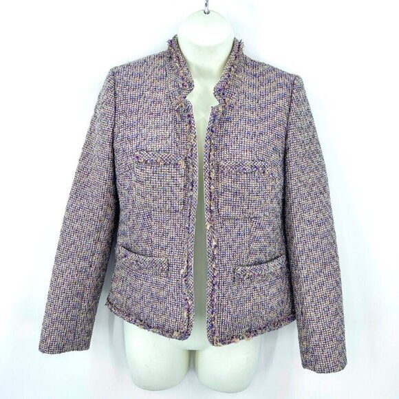GORGEOUS J. CREW PURPLE METALLIC GOLD TWEED BLAZER JACKET - 2 - Picture 1 of 6